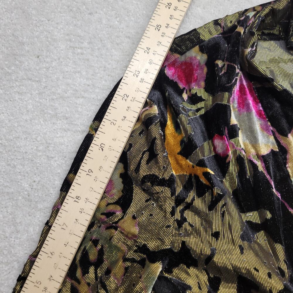 Zara Woman Floral Velvet Maxi Dress Black Gold Pink Womens Small - Picture 5 of 8